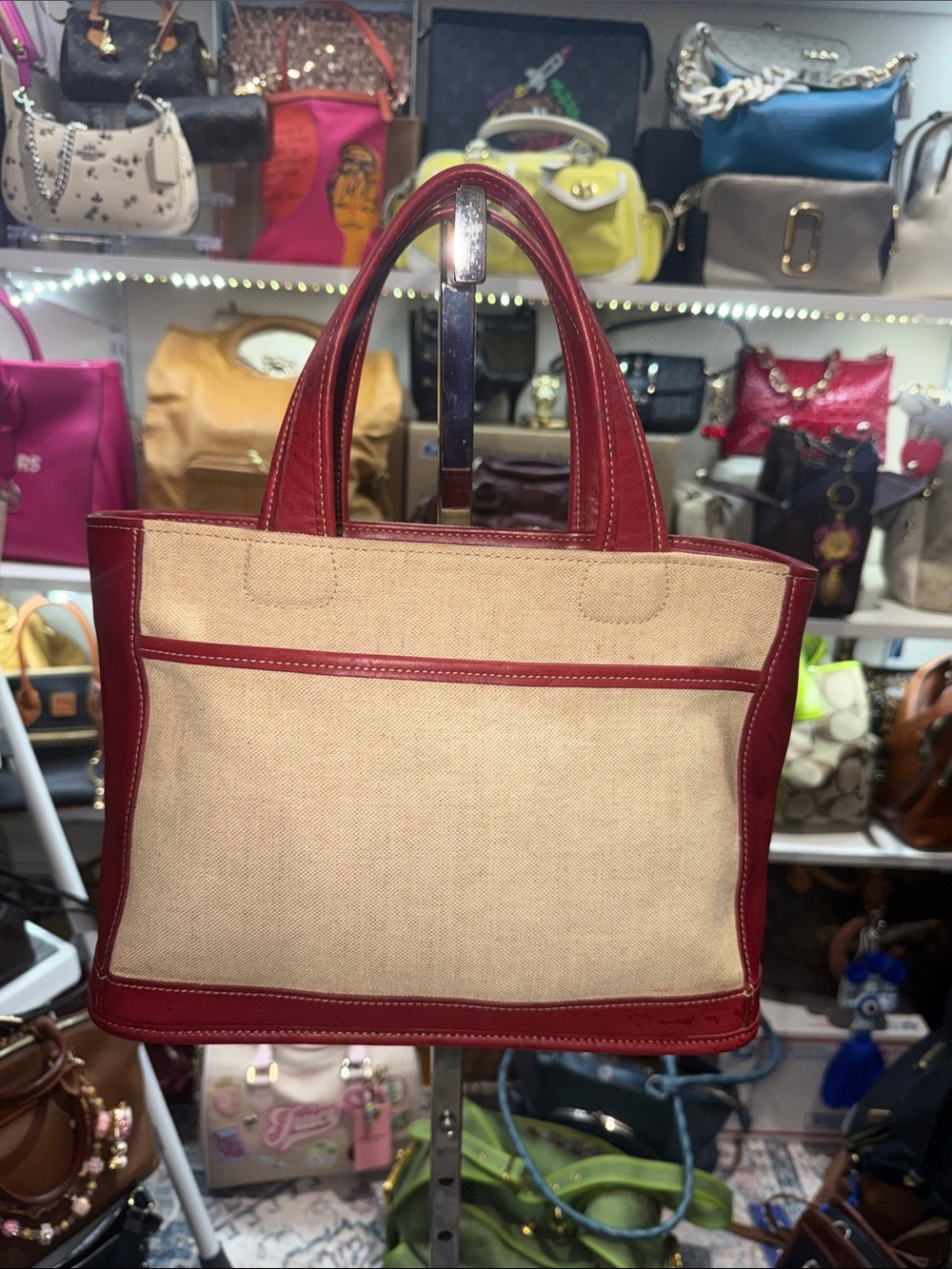 Coach vintage Hampton  Canvas small Tote with Red Trim - Women's Everyday Bag